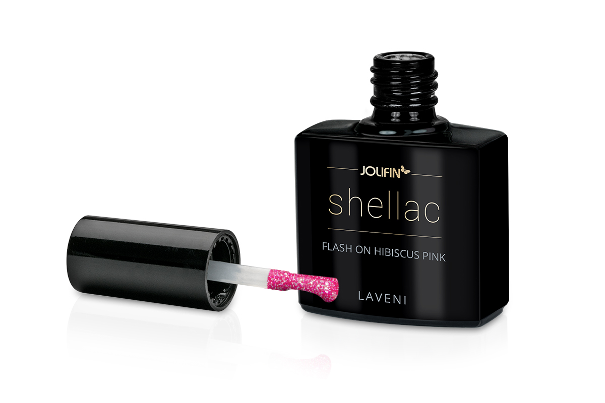 Jolifin LAVENI Shellac - FlashOn hibiscus pink 10ml