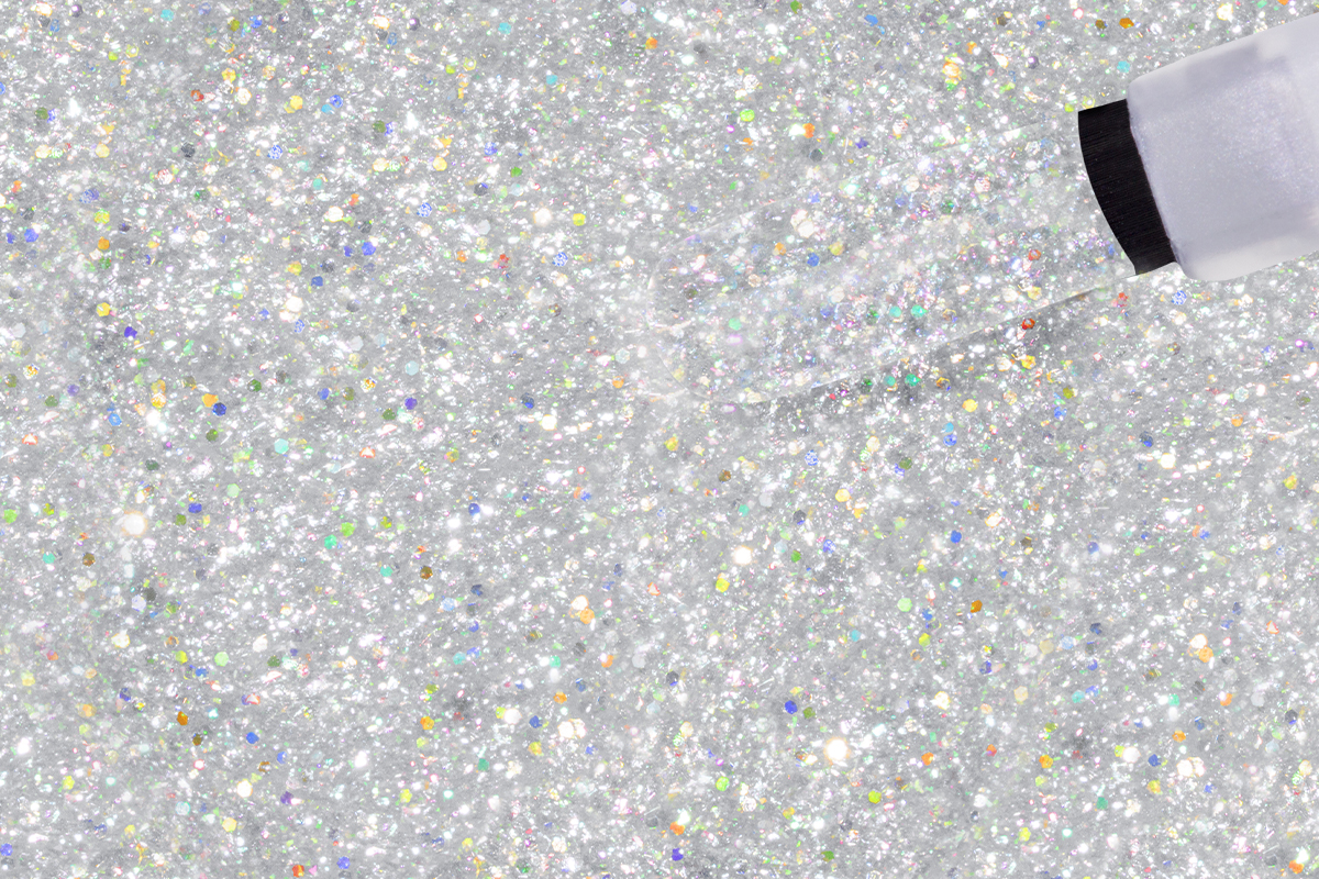 Jolifin LAVENI Shellac - white hologram glitter 10ml
