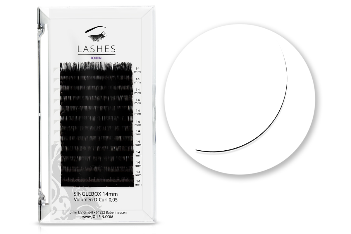 Jolifin Lashes - SingleBox 14mm - Volumen D-Curl 0,05