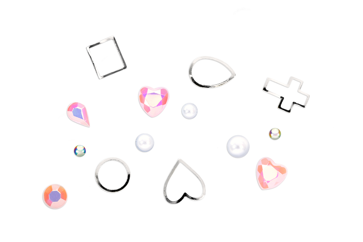 Jolifin XL Strass-Display - silver & pastell-pink mix