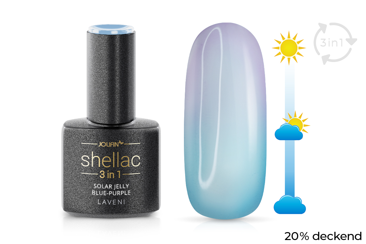 Jolifin LAVENI 3in1 Shellac - Solar Jelly blue-purple 10ml