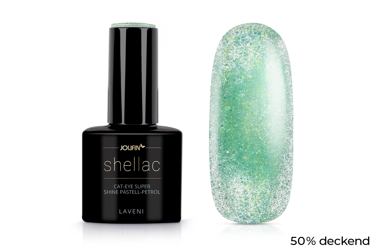 Jolifin LAVENI Shellac - Cat-Eye super shine pastell-petrol 10ml