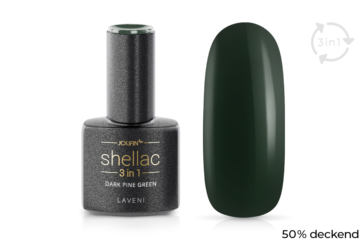 Jolifin LAVENI 3in1 Shellac - dark pine green 10ml