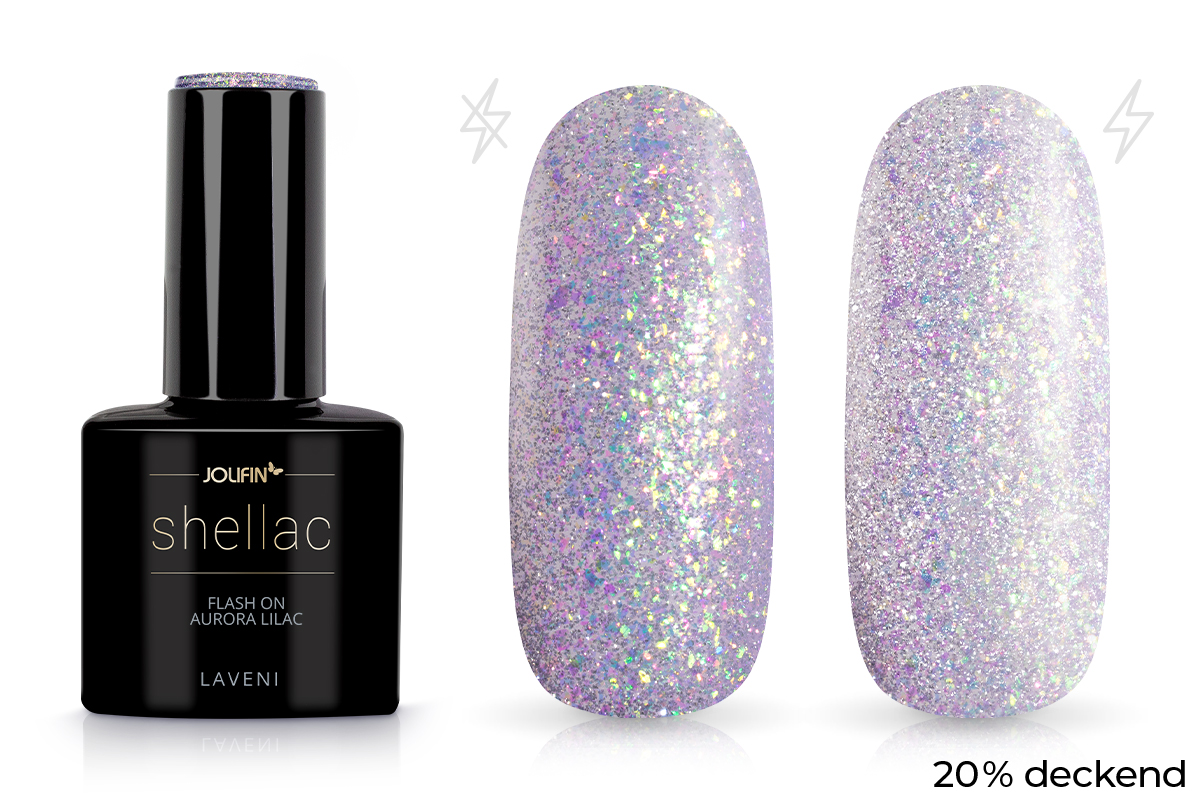 Jolifin LAVENI Shellac - FlashOn Aurora lilac 10ml