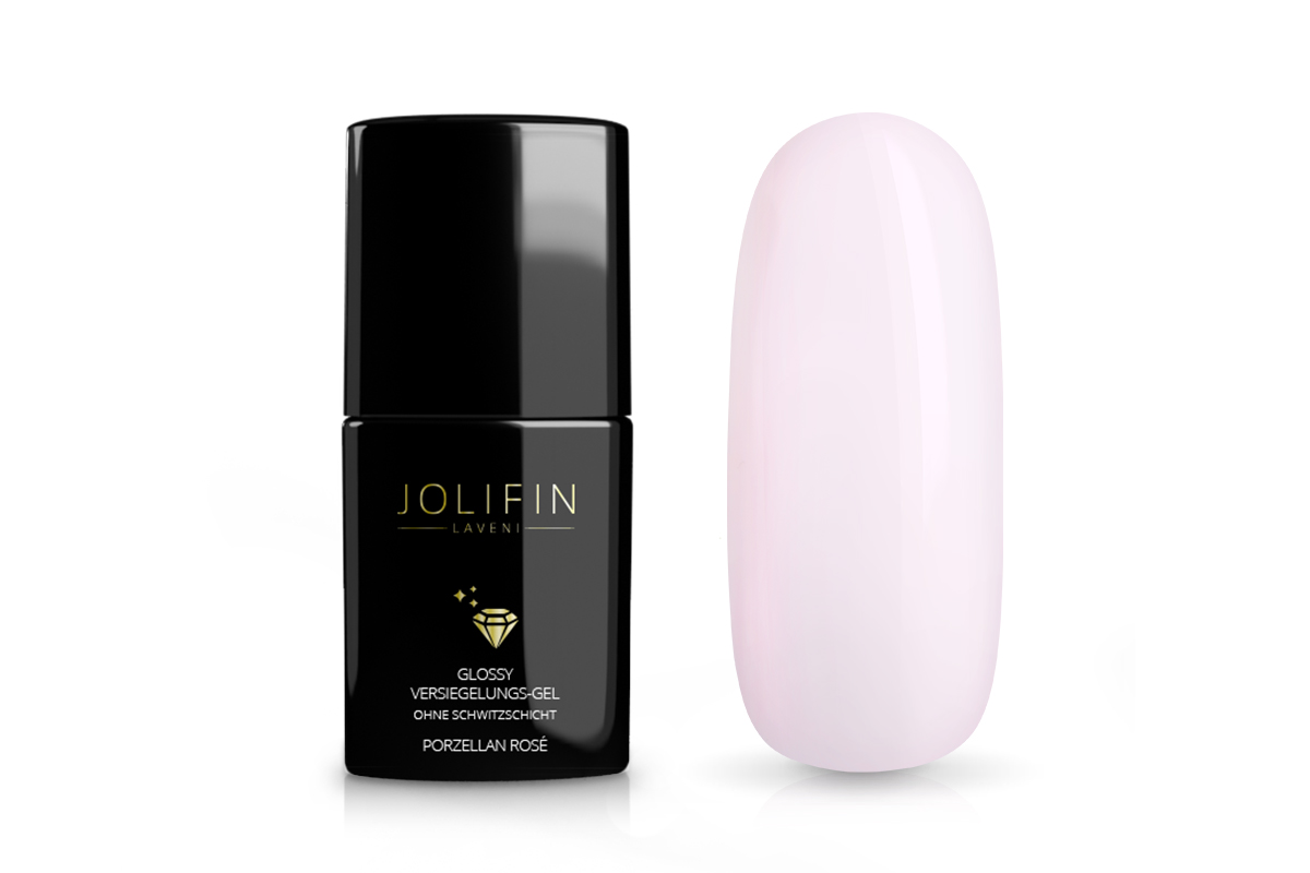 Jolifin LAVENI Glossy Versiegelungs-Gel o. Schwitzschicht - Porzellan rosé 11ml