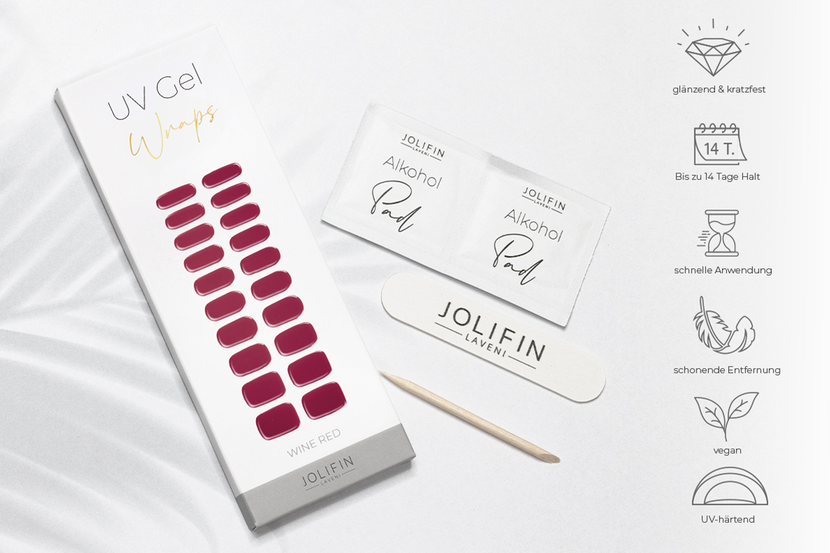 Jolifin LAVENI UV Gel-Wraps - wine red