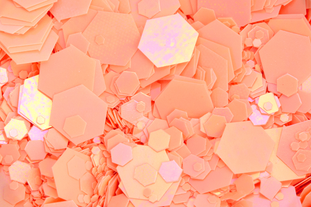 Jolifin Hexagon Glitter Matt - Aurora coral