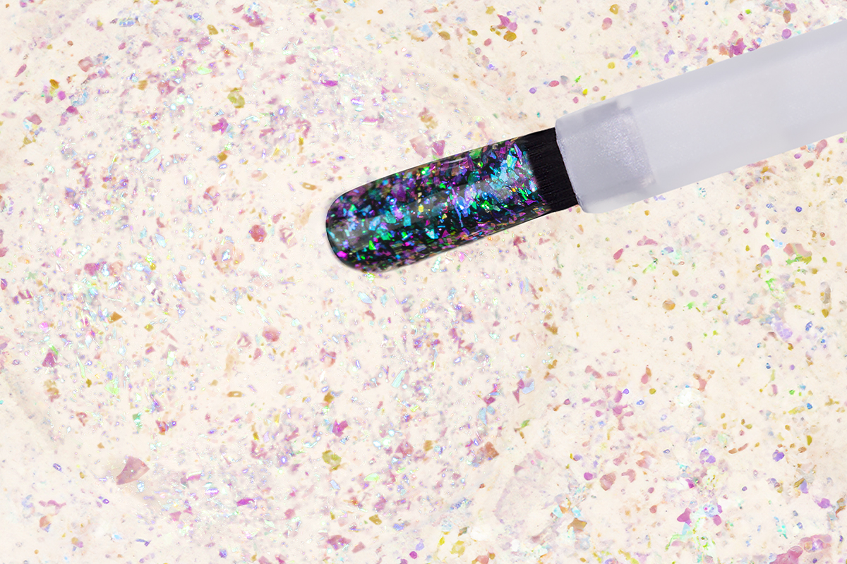 Jolifin LAVENI Shellac - Aurora Flakes purple & turquoise 10ml