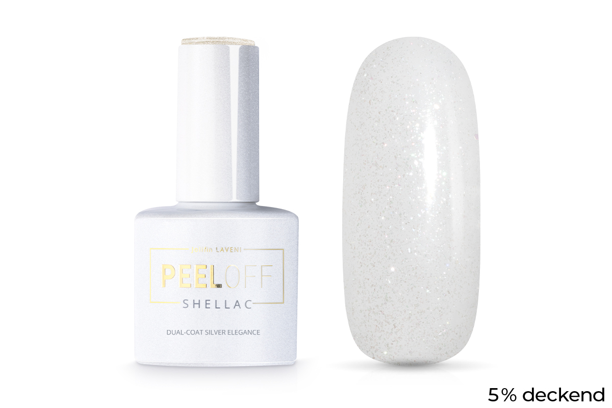 Jolifin LAVENI Shellac PeelOff - Dual-Coat silver elegance 10ml