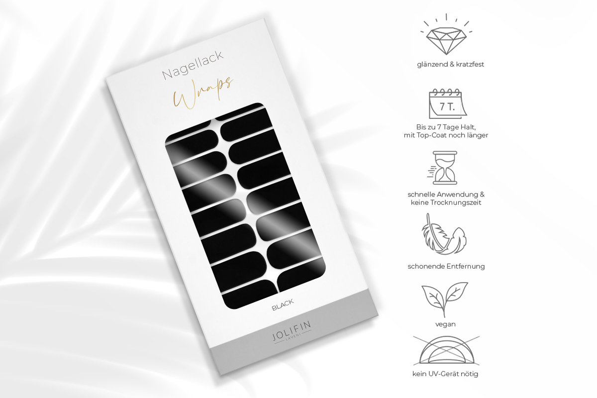Jolifin LAVENI Nail Polish Wraps - black