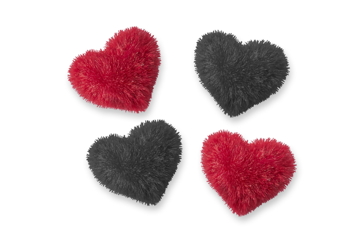 Jolifin Overlay - mini Samt Herzen bordeaux & schwarz