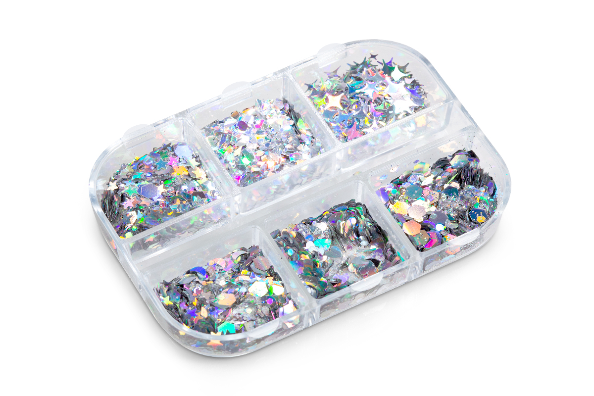 Jolifin Fancy Glittermix Display - silver