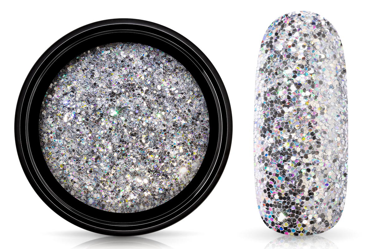 Jolifin LAVENI Glitterpuder - magic silver medium