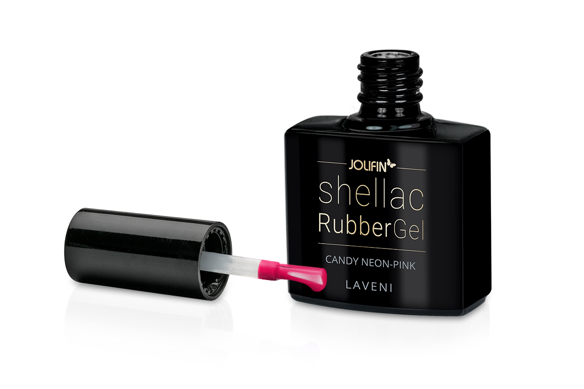 Jolifin LAVENI Shellac - RubberGel candy neon-pink 10ml
