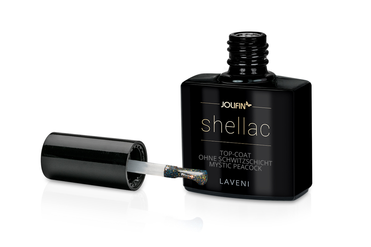 Jolifin LAVENI Shellac - Top-Coat ohne Schwitzschicht mystic peacock 10ml