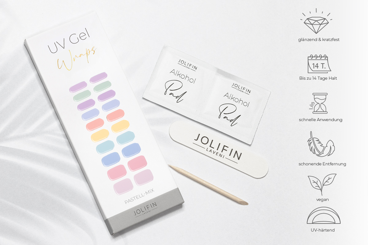 Jolifin LAVENI UV Gel-Wraps - pastell-mix