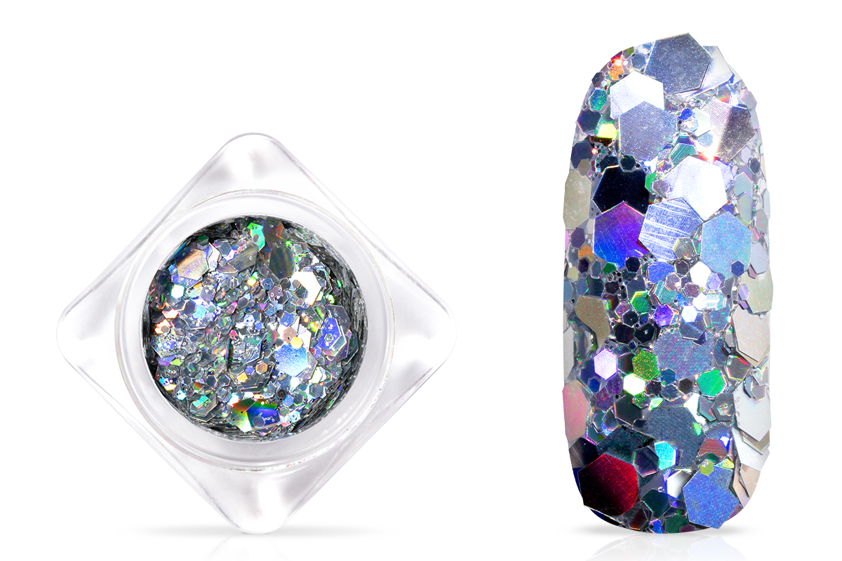 Jolifin Hexagon Glittermix - hologramm silver