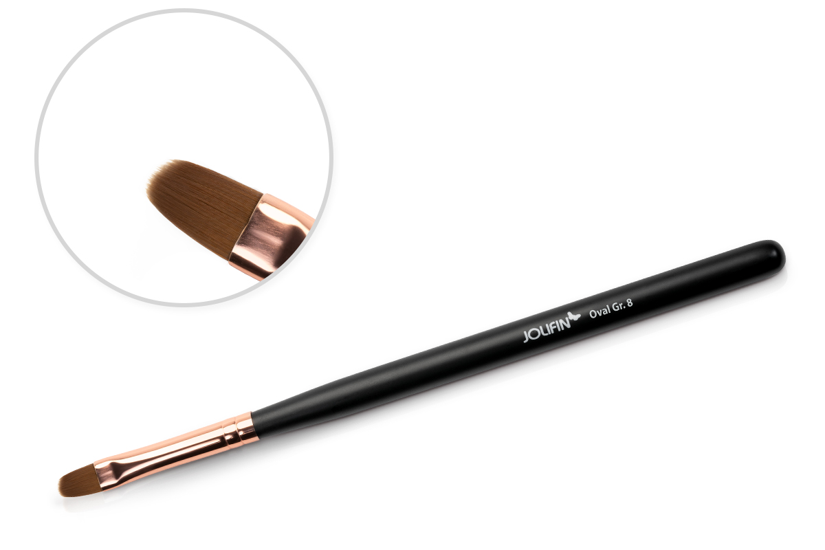Jolifin Gel-Pinsel rosy-black - oval Gr. 8