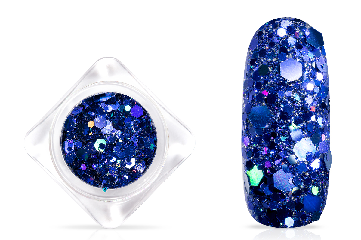 Jolifin Hexagon Glittermix - hologramm blue