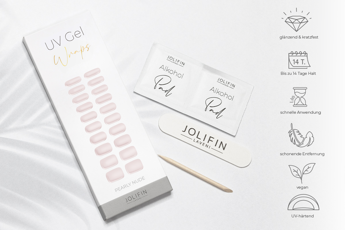 Jolifin LAVENI UV Gel-Wraps - pearly nude
