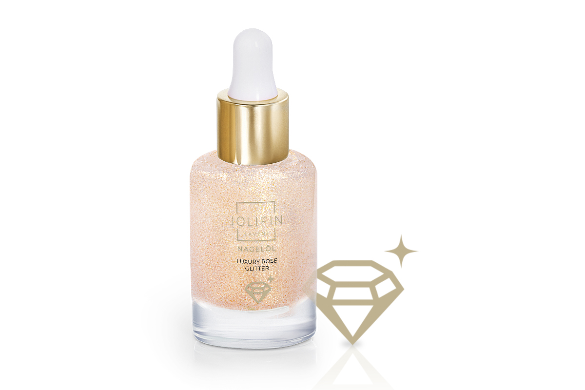 Jolifin LAVENI Nail Oil - luxury rose Glitter 10ml