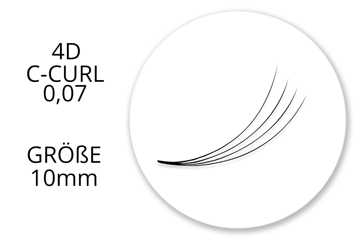 SingleBox 10mm - 4D Wimpernfächer C-Curl 0,07
