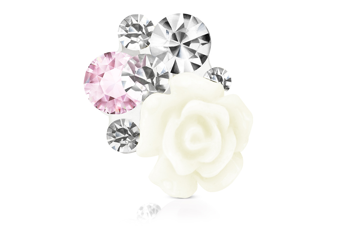 Jolifin Overlay Rhinestone with Rose white