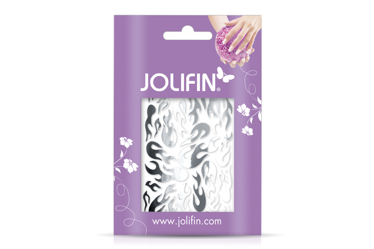 Jolifin Metallic Sticker - Flame silver chrome