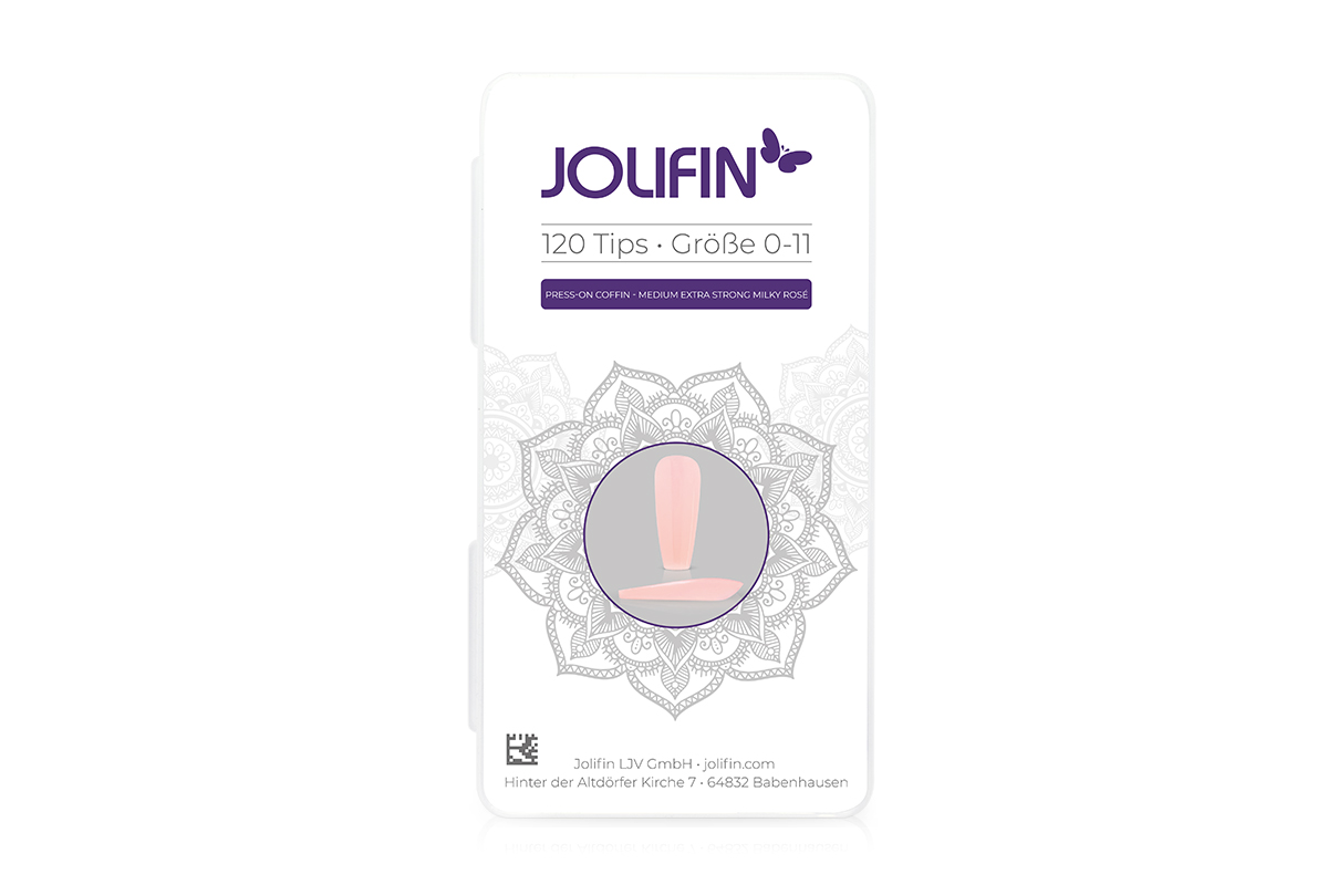Jolifin 120 Tipbox Press-On Coffin - medium extra strong milky rosé