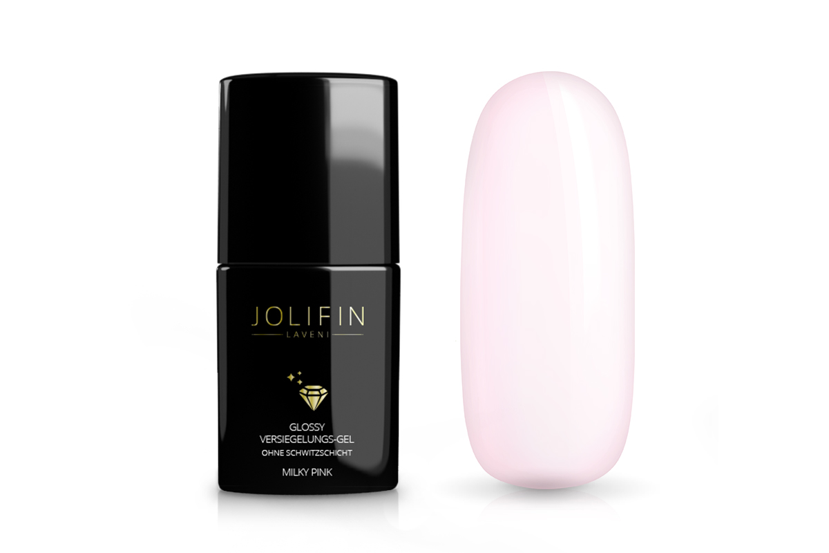 Jolifin LAVENI Glossy Versiegelungs-Gel o. Schwitzschicht - milky pink 11ml