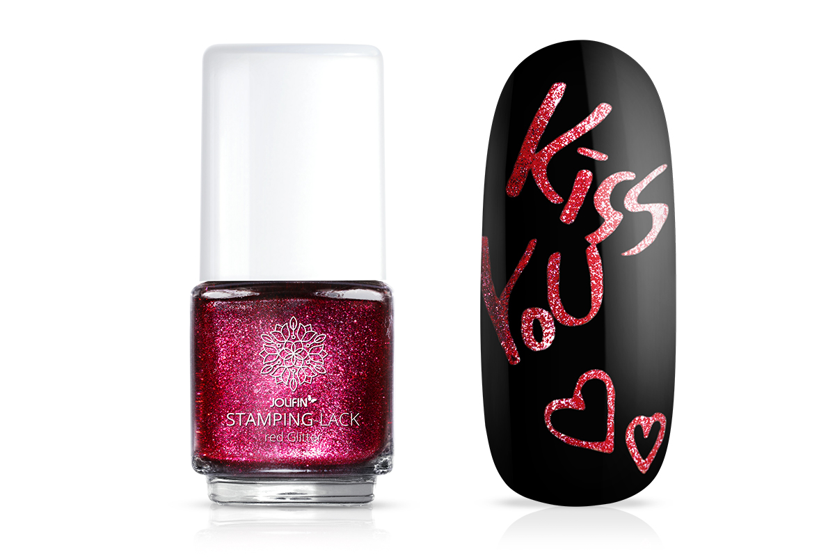 Jolifin Stamping Lacquer - red Glitter 12ml