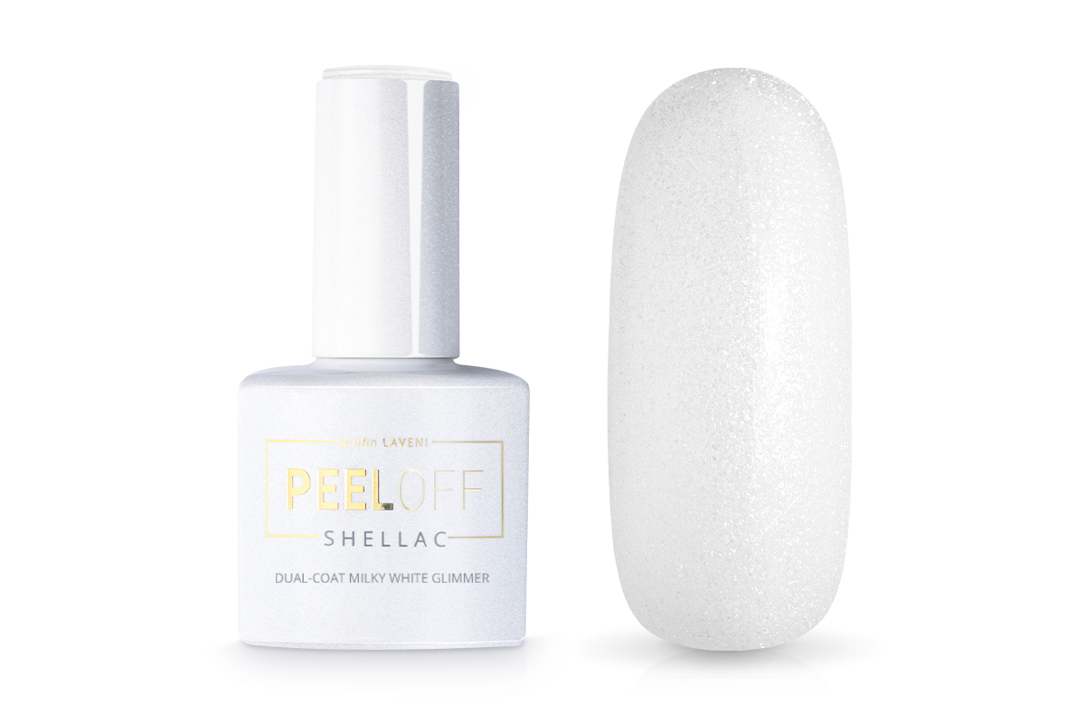 Jolifin LAVENI Shellac PeelOff - Dual-Coat milky white Glimmer 10ml