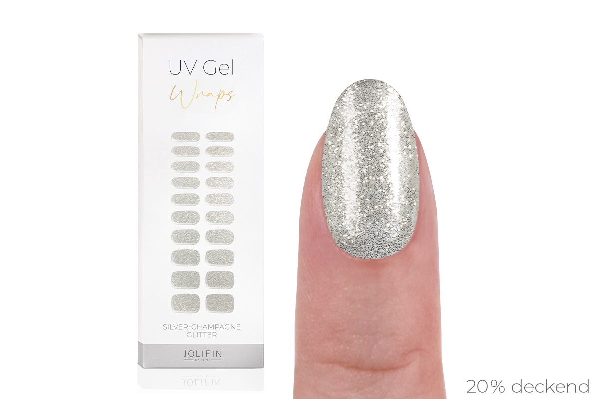 Jolifin LAVENI UV Gel-Wraps - silver-champagne Glitter