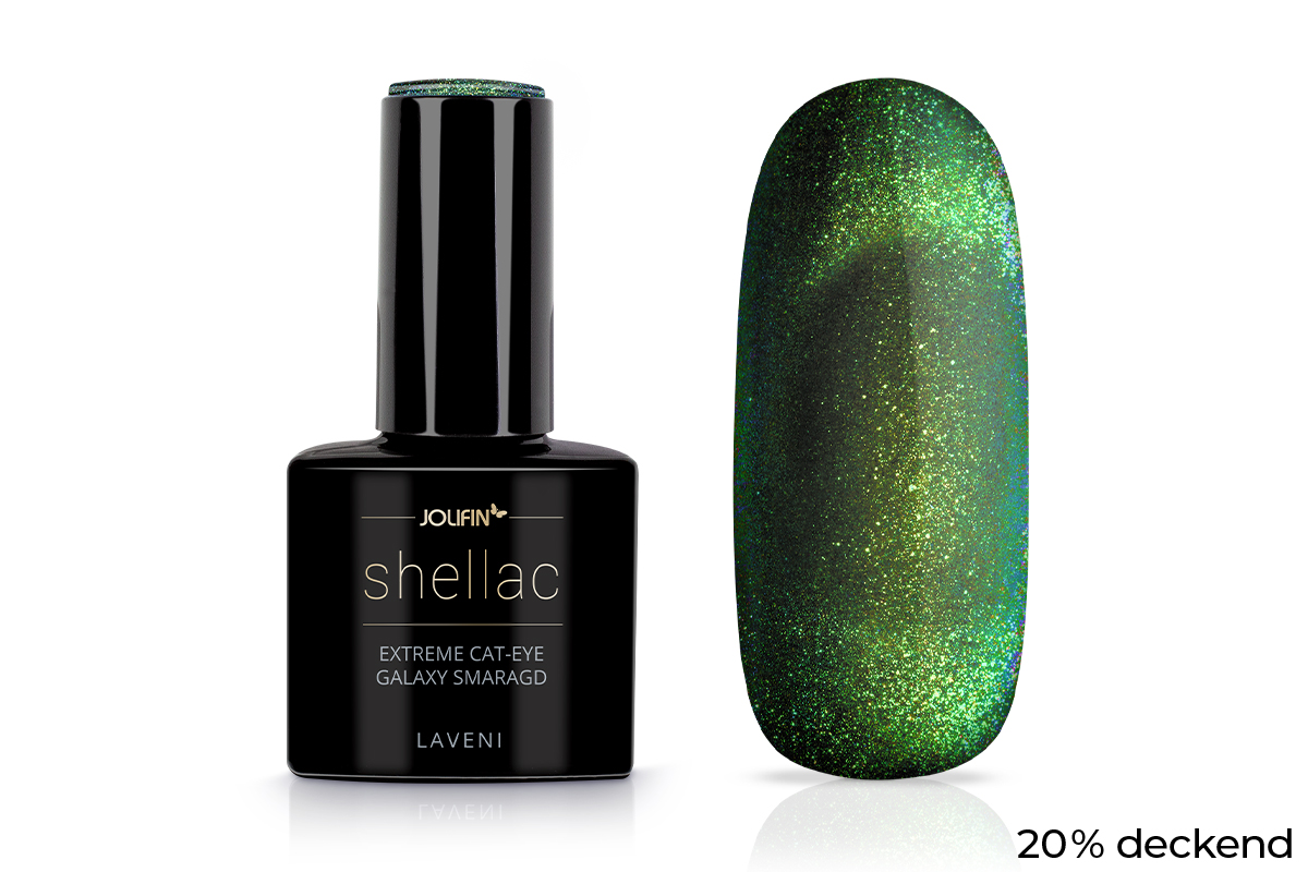 Jolifin LAVENI Shellac - Extreme Cat-Eye galaxy smaragd 10ml
