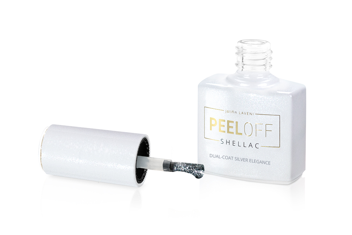Jolifin LAVENI Shellac PeelOff - Dual-Coat silver elegance 10ml