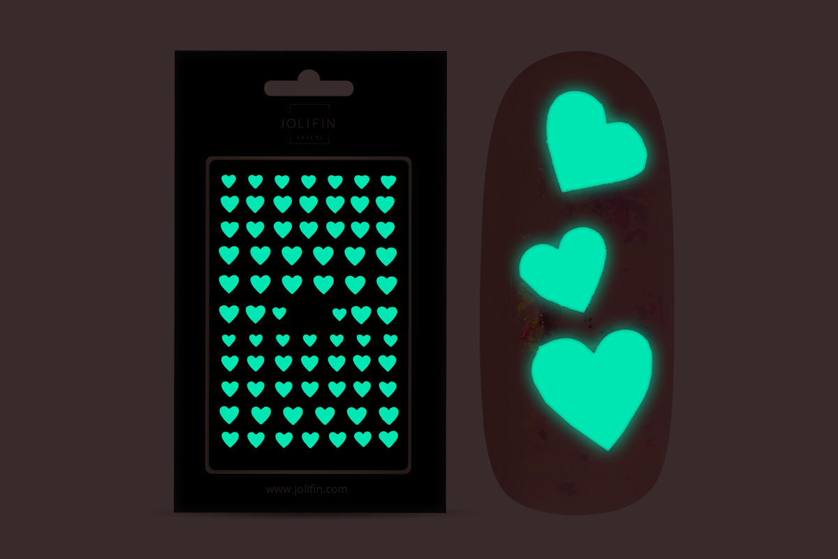 Jolifin LAVENI Nightshine Sticker  - Hearts white