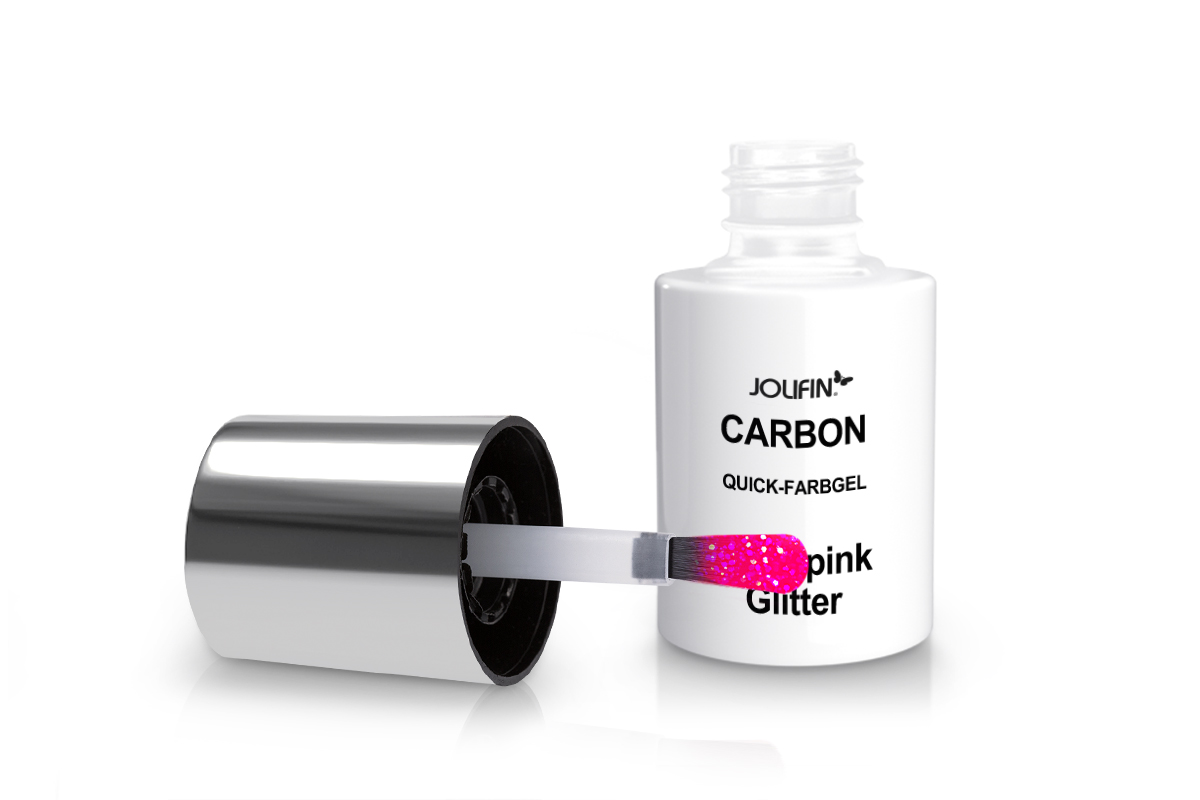 Jolifin Carbon Quick-Farbgel - neon-pink Glitter 11ml
