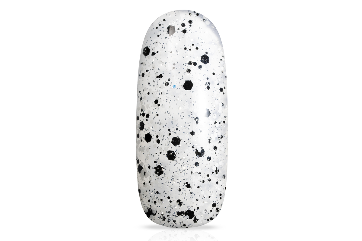 Jolifin LAVENI Shellac - black & white Glitter 10ml