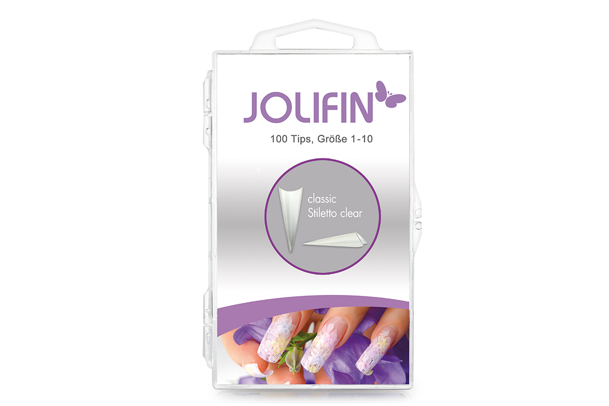 Jolifin 100er Tipbox - classic Stiletto clear