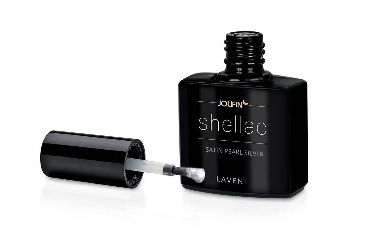 Jolifin LAVENI Shellac - satin pearl silver 10ml