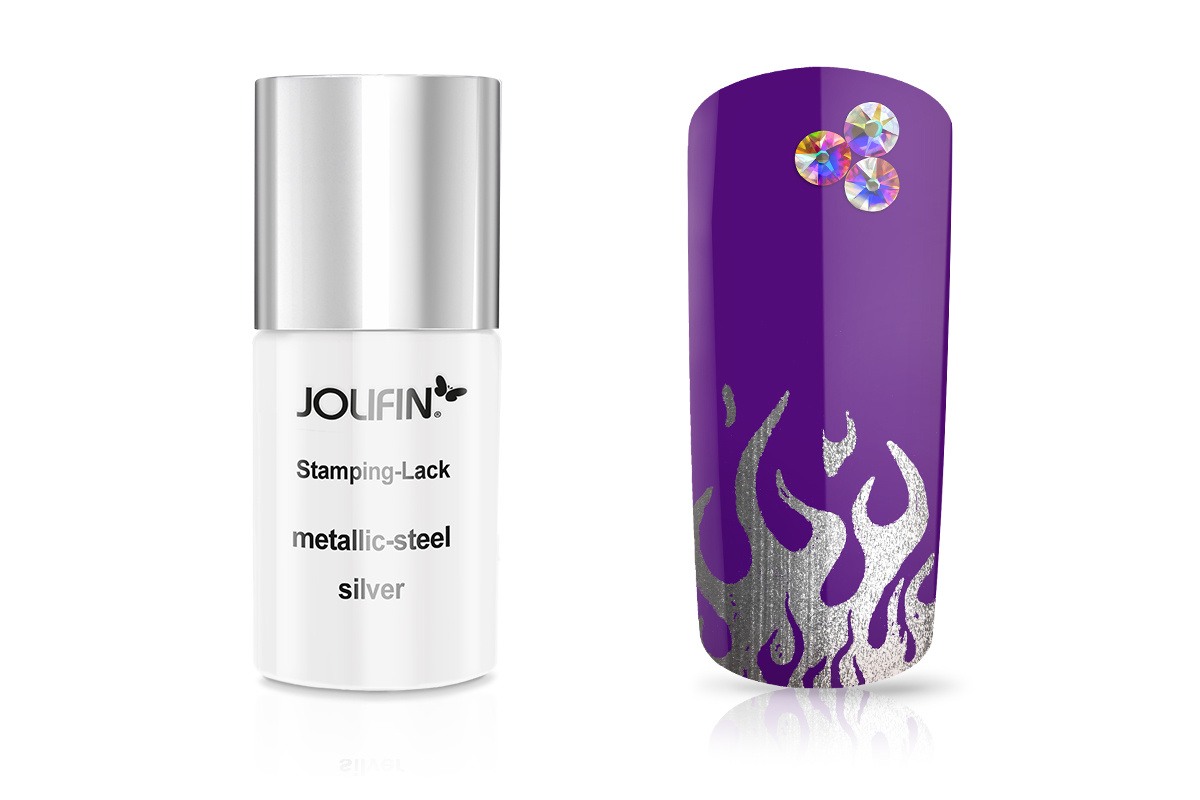 Jolifin Stamping-Lack - metallic-steel silver 11ml