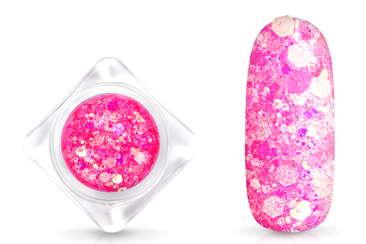 Jolifin Hexagon Glittermix - neon-pink