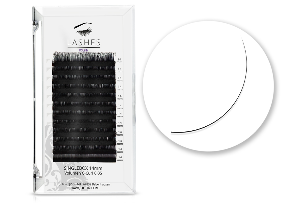 Jolifin Lashes - SingleBox 14mm - Volumen C-Curl 0,05