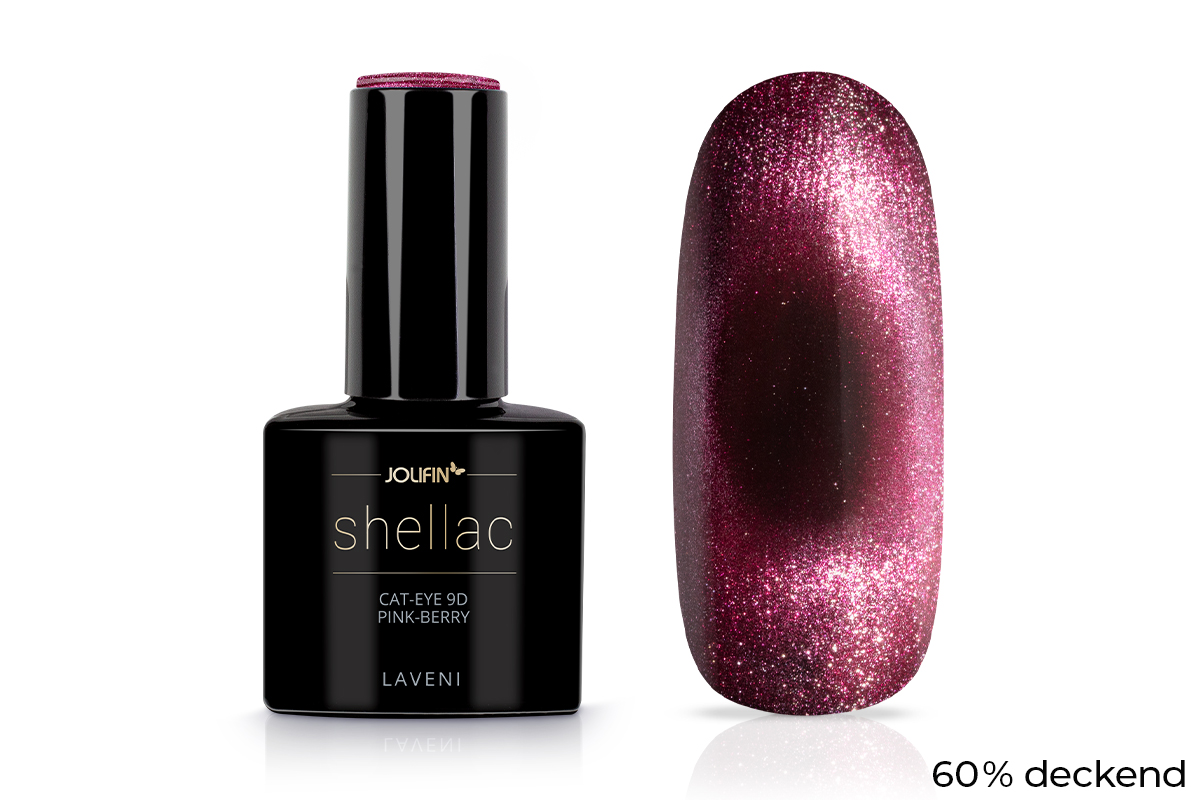 Jolifin LAVENI Shellac - Cat-Eye 9D pink-berry 10ml