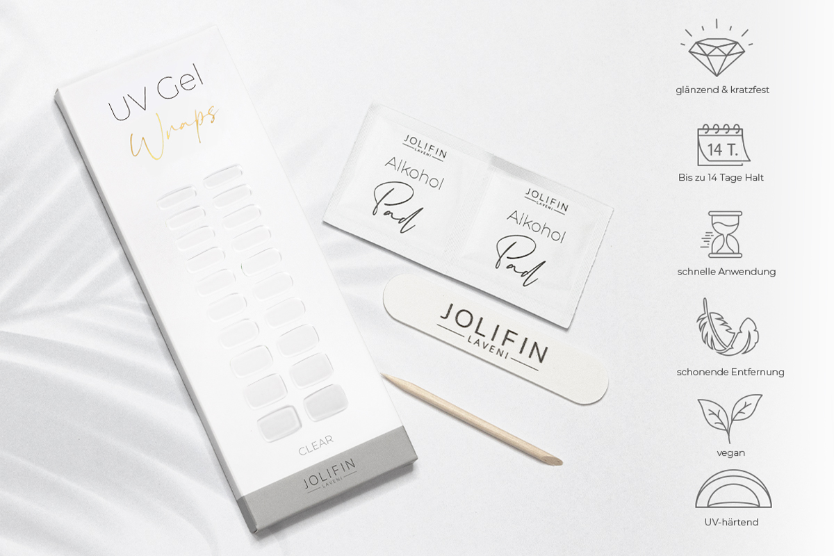 Jolifin LAVENI UV Gel Wraps - clear