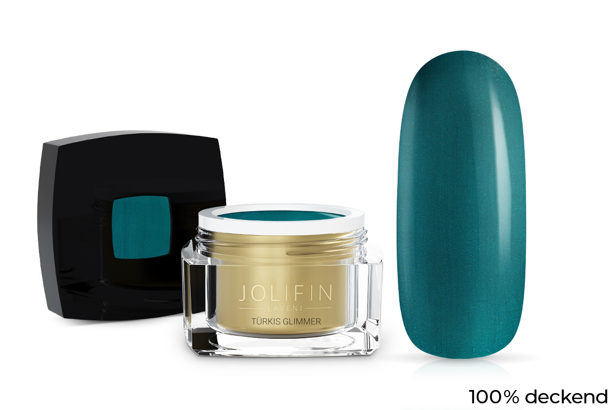 Jolifin LAVENI Farbgel - türkis Glimmer 5ml