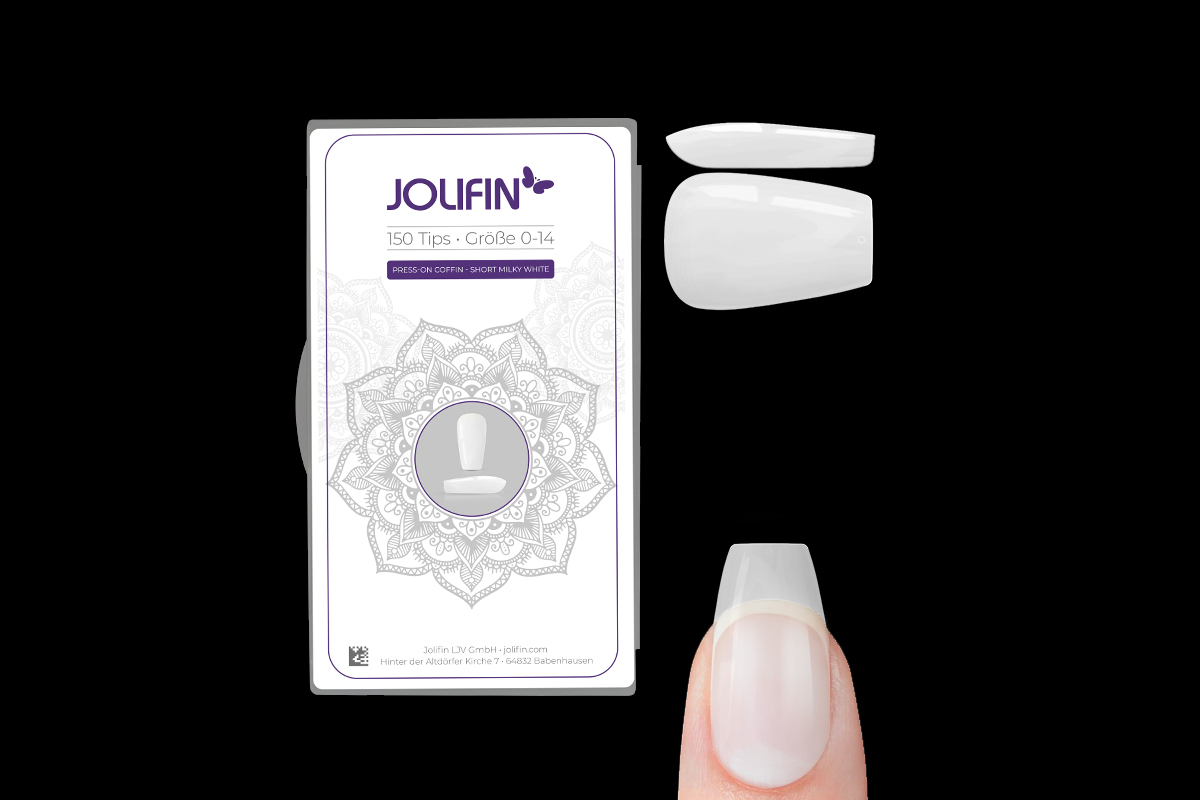 Jolifin 150er Tipbox Press-On Coffin - short milky white