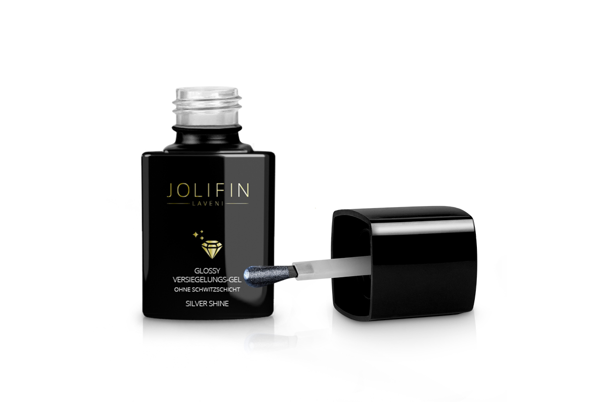 Jolifin LAVENI Glossy Versiegelungs-Gel o. Schwitzschicht - silver shine 11ml