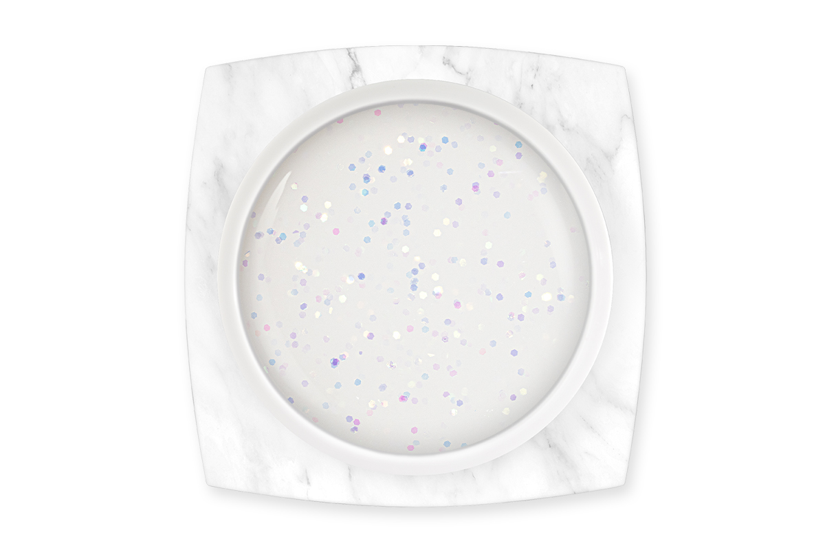 Jolifin LAVENI PRO - Fiberglas-Gel milky white Glitter 5ml