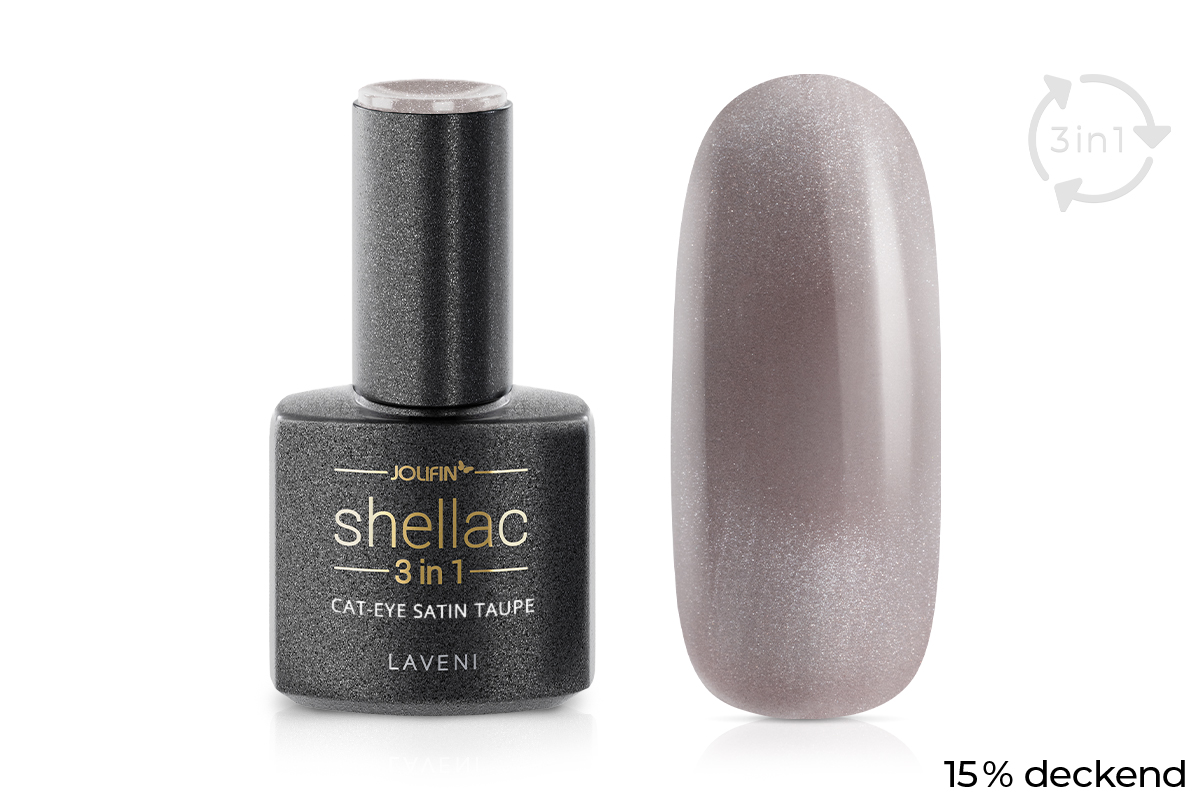 Jolifin LAVENI 3in1 Shellac - Cat-Eye satin taupe 10ml